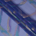 Royal Blue Silk Chiffon Fabric with Metallic Lurex Design, 110 cm Width-D20678