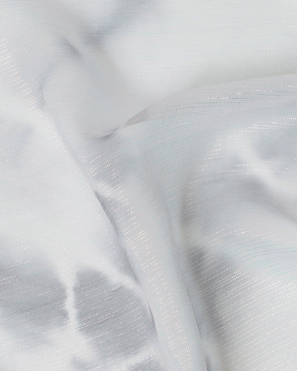 White and Gray Synthetic Chiffon Fabric with Abstract Design, 110 cm Width-D20679