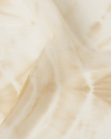 Cream and Beige Synthetic Chiffon Fabric with Geometric Design, 110 cm Width-D20680