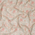 Peach and Ivory Synthetic Crepe Fabric with Floral Print, 110 cm Width-D20686