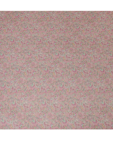 Dusty Pink Synthetic Crepe Fabric with Floral Motif, 110 cm Width-D20687