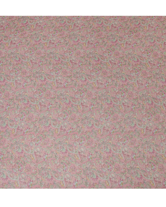 Dusty Pink Synthetic Crepe Fabric with Floral Motif, 110 cm Width-D20687