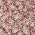 Maroon Synthetic Crepe Fabric with Beige Floral Print, 110 cm Width-D20688