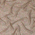 Taupe Synthetic Crepe Fabric with Colorful Floral Print, 110 cm Width-D20690
