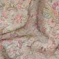Taupe Synthetic Crepe Fabric with Colorful Floral Print, 110 cm Width-D20690