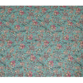 Teal Synthetic Crepe Fabric with Vibrant Floral Print, 110 cm Width-D20692
