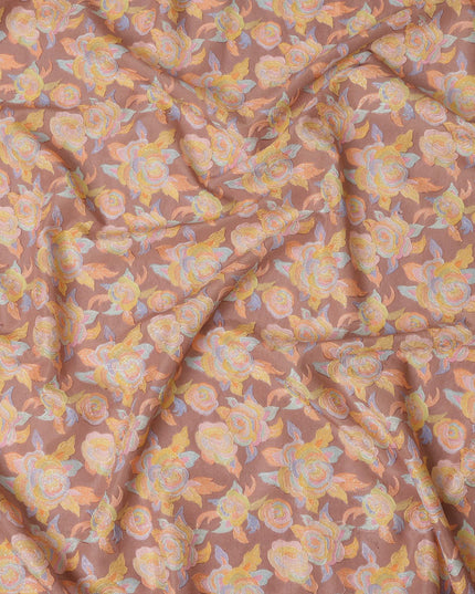 Blush Pink Pure Tussar Silk Fabric with Embroidery, 110 cm Width-D20694