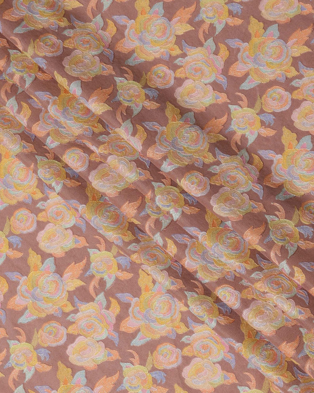 Blush Pink Pure Tussar Silk Fabric with Embroidery, 110 cm Width-D20694