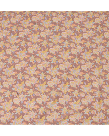 Blush Pink Pure Tussar Silk Fabric with Embroidery, 110 cm Width-D20694