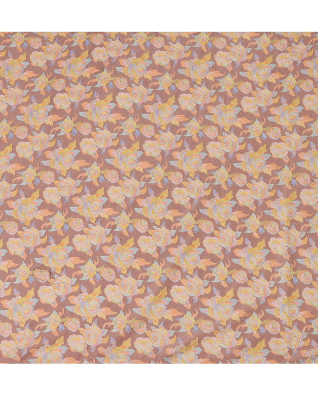 Blush Pink Pure Tussar Silk Fabric with Embroidery, 110 cm Width-D20694