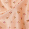 Peach Pure Tussar Silk Fabric with Embroidered Motifs, 110 cm Width-D20698