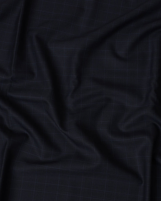 Black Plaid SCABAL Super 160's All Wool Suiting Fabric, 3.65 Meters, 150 cm Width-D20713