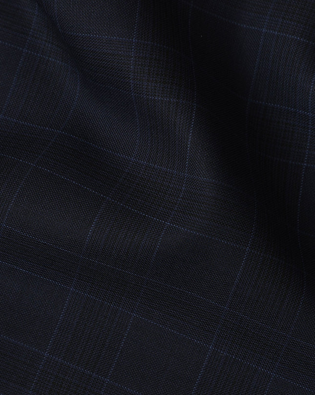 Black Plaid SCABAL Super 160's All Wool Suiting Fabric, 3.65 Meters, 150 cm Width-D20713