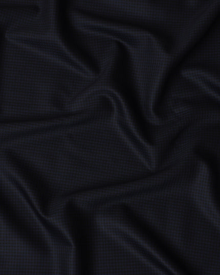 Navy Checkered SCABAL Super 140's All Wool Suiting Fabric, 3.75 Meters, 150 cm Width-D20715