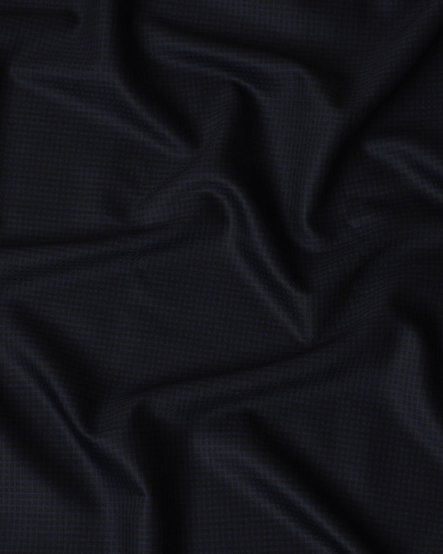 Navy Checkered SCABAL Super 140's All Wool Suiting Fabric, 3.75 Meters, 150 cm Width-D20715