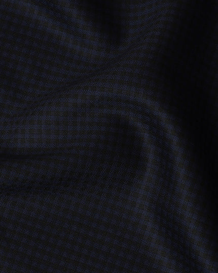 Navy Checkered SCABAL Super 140's All Wool Suiting Fabric, 3.75 Meters, 150 cm Width-D20715