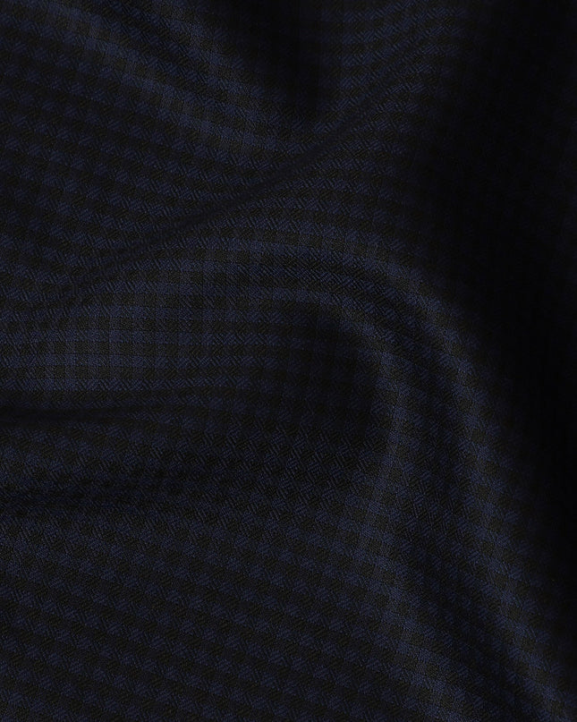 Navy Checkered SCABAL Super 140's All Wool Suiting Fabric, 3.75 Meters, 150 cm Width-D20715