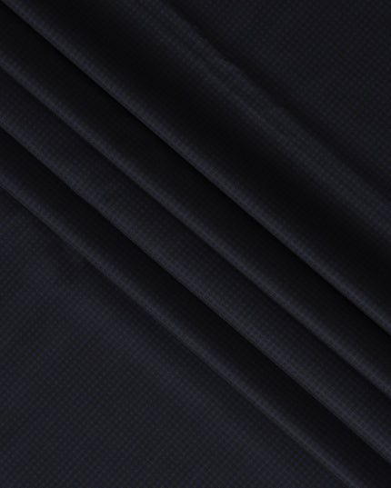 Navy Checkered SCABAL Super 140's All Wool Suiting Fabric, 3.75 Meters, 150 cm Width-D20715