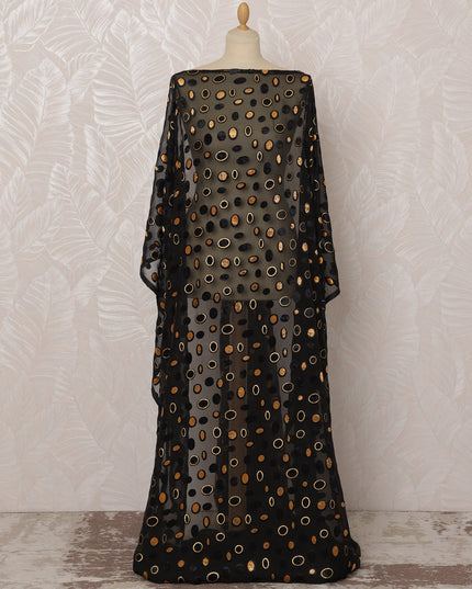 Black Silk Chiffon Velvet Dirac Fabric with Metallic Lurex, 3.5 Meters, 140 cm Width-D20781