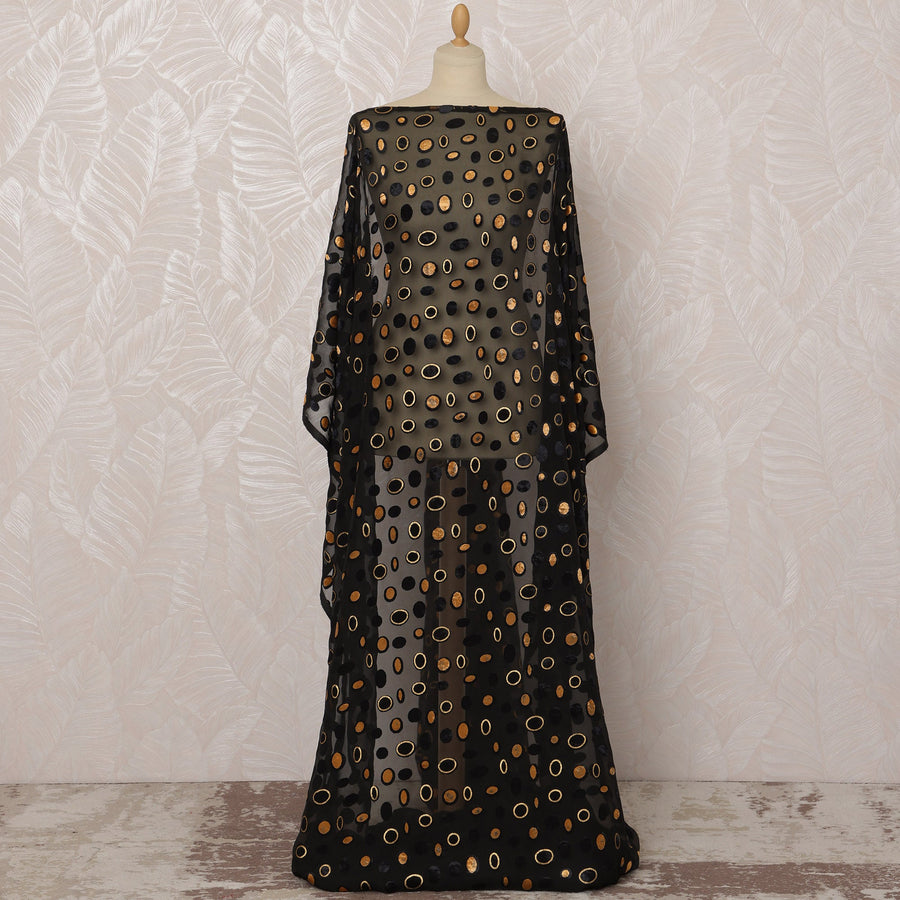 قماش ديراك من الحرير الأسود مع لوركس معدني، 3.5 متر، عرض 140 سم - D20781