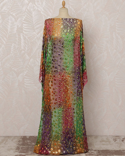 Multicolor Silk Chiffon Velvet Dirac Fabric with Metallic Lurex, 3.5 Meters, 140 cm Width-D20782