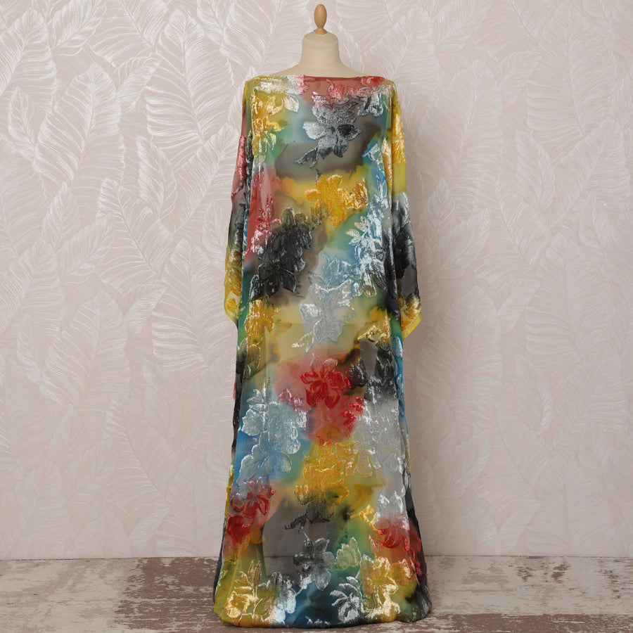 قماش ديراك من الشيفون الحريري متعدد الألوان مع لوركس معدني، 3.5 متر، عرض 140 سم - D20786