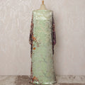 Mint Green and Silver Floral Silk Chiffon Velvet Dirac Fabric with Metallic Lurex, 3.5 Meters, 140 cm Width-D20787 Regal Fabrics