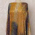 Gold, Blue, and Orange Silk Chiffon Velvet Dirac Fabric with Metallic Lurex, 3.5 Meters, 140 cm Width-D20788