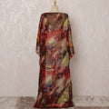 Red and Gold Leaf Pattern Silk Chiffon Dirac Fabric with Metallic Lurex, 3.5 Meters, 140 cm Width-D20789 Regal Fabrics