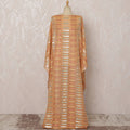 Peach and Silver Striped Silk Chiffon Dirac Fabric with Metallic Lurex, 3.5 Meters, 140 cm Width-D20792