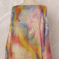 Rainbow and Gold Floral Silk Chiffon Dirac Fabric with Metallic Lurex, 3.5 Meters, 140 cm Width-D20799