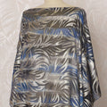 Blue and Silver Leaf Pattern Silk Chiffon Dirac Fabric with Metallic Lurex, 3.5 Meters, 140 cm Width-D20810
