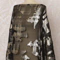 Black Somali Silk Chiffon Dirac Fabric with Silver Metallic Lurex Design, 3.5 Meters, 140 cm Width - Made in South Korea-D20825