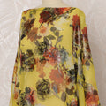 Yellow Somali Silk Chiffon Dirac Fabric with Multicolor Floral Metallic Lurex Design, 3.5 Meters, 140 cm Width - Made in South Korea-D20828