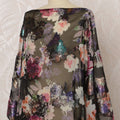 Black Somali Silk Chiffon Dirac Fabric with Multicolor Floral Metallic Lurex Design, 3.5 Meters, 140 cm Width - Made in South Korea-D20829