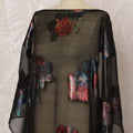 Black Somali Silk Chiffon Dirac Fabric with Multicolor Floral Metallic Lurex Design, 3.5 Meters, 140 cm Width - Made in South Korea-D20834