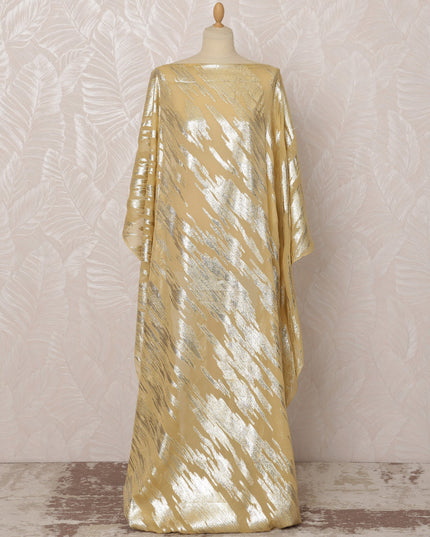 Gold Somali Silk Chiffon Dirac Fabric with Silver Metallic Lurex Design, 3.5 Meters, 140 cm Width - Made in South Korea
-D20840