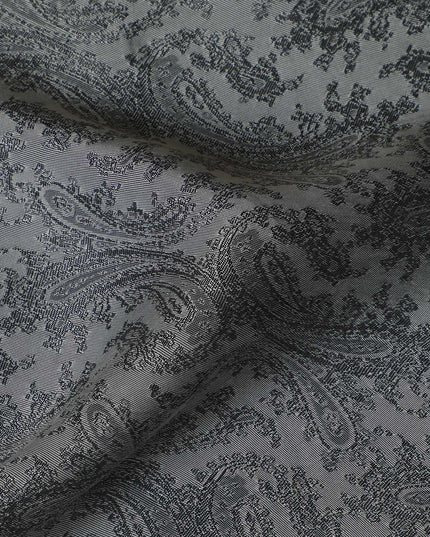 Charcoal Grey Paisley Cupro Bemberg Fabric, 140 cm Wide, Made in Japan-D21003