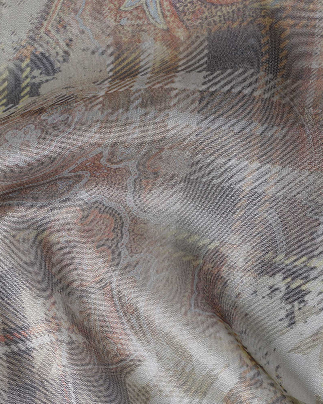 Beige Paisley Plaid Silk Lamé Fabric, 110 cm Wide, Made in South Korea-D21030