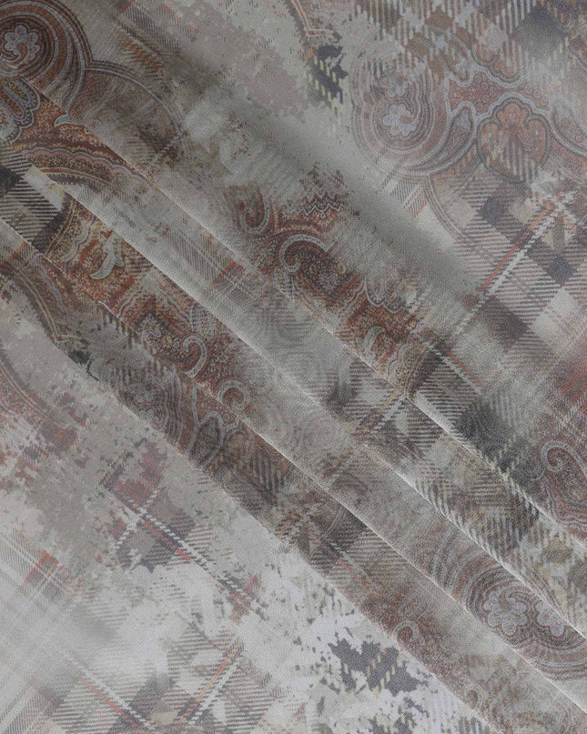 Beige Paisley Plaid Silk Lamé Fabric, 110 cm Wide, Made in South Korea-D21030