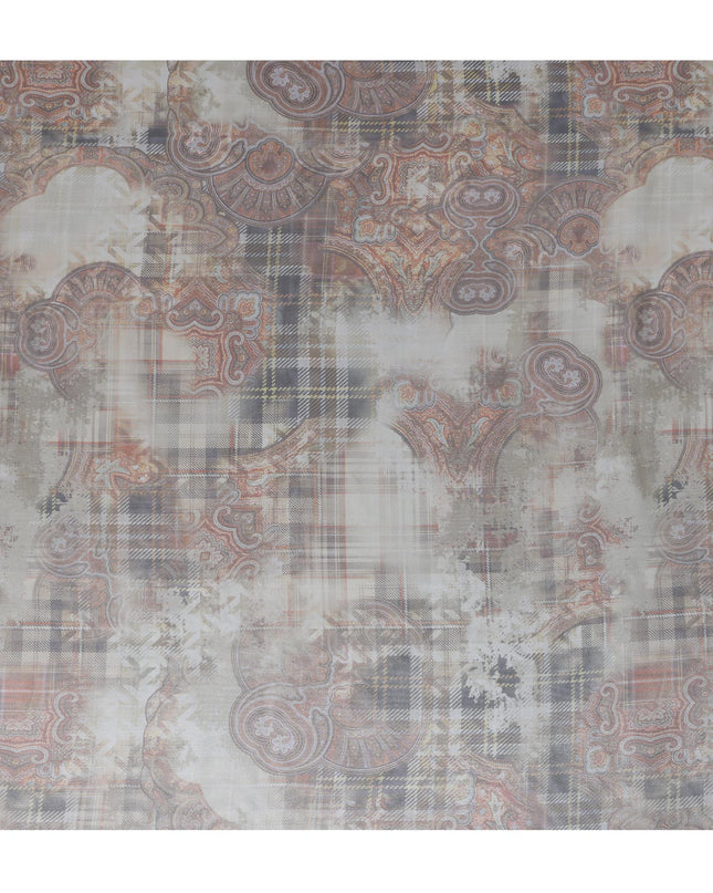 Beige Paisley Plaid Silk Lamé Fabric, 110 cm Wide, Made in South Korea-D21030