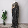Black French Lurex Chantilly Lace Saree with stone work, Premium Outline Design, 5.5 Meters-110 Cms-D21031 Regal Fabrics