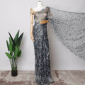 Multitone French Chantilly Lace Fabric with Stone Work, 5.5 Meters-110 Cms-D21032 Regal Fabrics