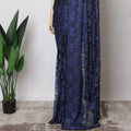 Navy Blue French Metallic Chantilly Lace Fabric with Stone Work, 5.5 Meters-110 Cms-D21039 Regal Fabrics