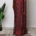 Deep Red French Metallic Chantilly Lace Fabric with Stone Work, 5.5 Meters-110 Cms-D21040 Regal Fabrics