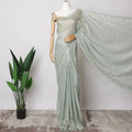 Mint Green French Metallic Chantilly Lace Fabric with Stone Work, 5.5 Meters-110 Cms-D21042 Regal Fabrics