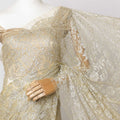 Champagne Gold French Metallic Chantilly Lace Fabric with Stone Work, 5.5 Meters-110 Cms-D21048 Regal Fabrics