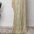 Champagne Gold French Metallic Chantilly Lace Fabric with Stone Work, 5.5 Meters-110 Cms-D21048 Regal Fabrics