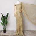 Gold French Metallic Chantilly Lace Fabric with Stone Work, 5.5 Meters-110 Cms-D21050 Regal Fabrics