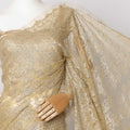 Gold French Metallic Chantilly Lace Fabric with Stone Work, 5.5 Meters-110 Cms-D21050 Regal Fabrics